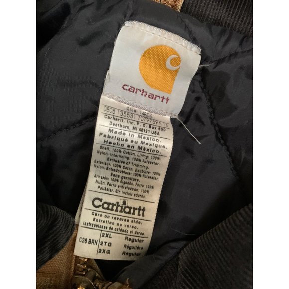 Carhartt Men Vintage C26 BRN 2XL Regular Barn Coat Tan Brown Quilted Arctic Togg - Picture 5 of 16